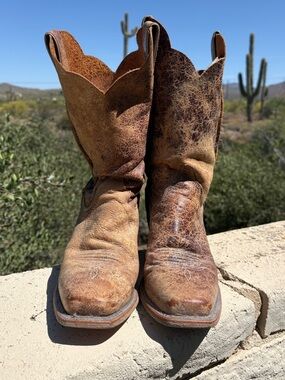 Distressed Brown Leather Cowboy Boots